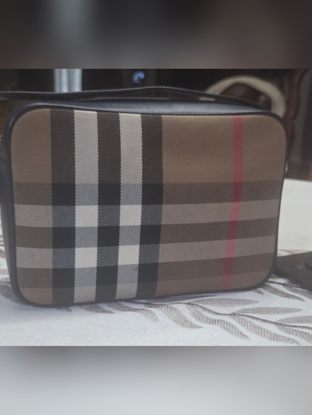 Burberry Giant Check Calfskin Large Camera Bag . LIKE NEW